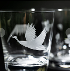 Mt. Fuji and Crane Kiriko Glass from Tokyo
