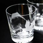 Mt. Fuji and Crane Kiriko Glass from Tokyo