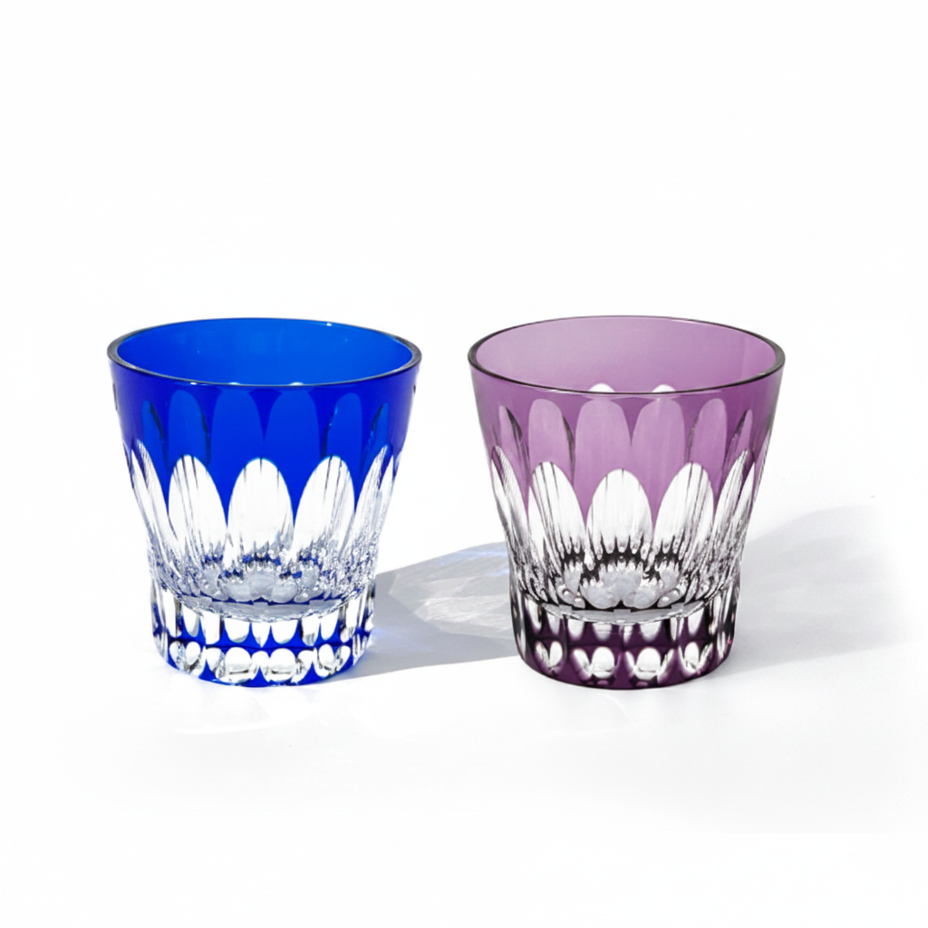 Fleur Lapis Edo Kiriko Pair from Tokyo, shipped directly from Japan