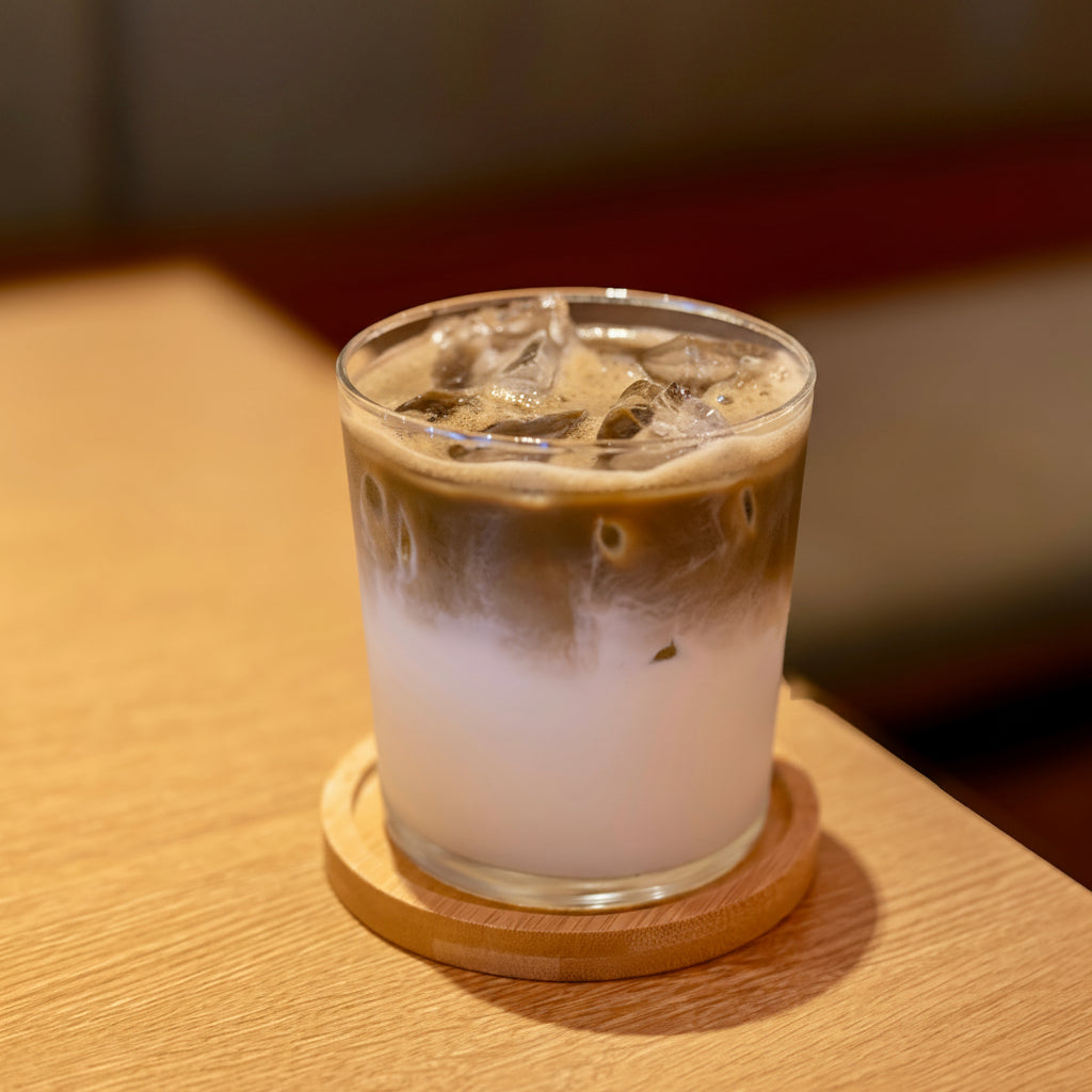 Nihon Nousan Hojicha Powder iced latte, Hamamatsu, Shizuoka