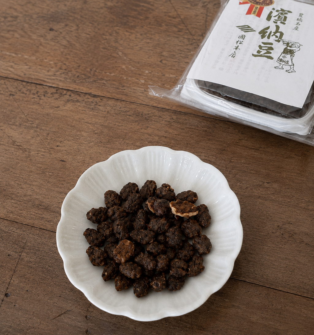 Hamanatto fermented soybeans served as a snack, Toyohashi