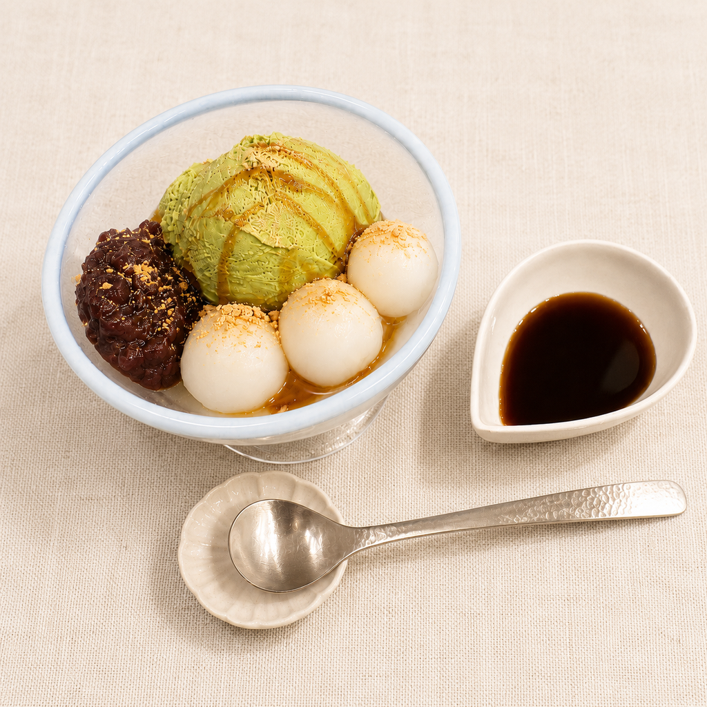 Shiratama Kit dango parfait with matcha and anko from Kyoto