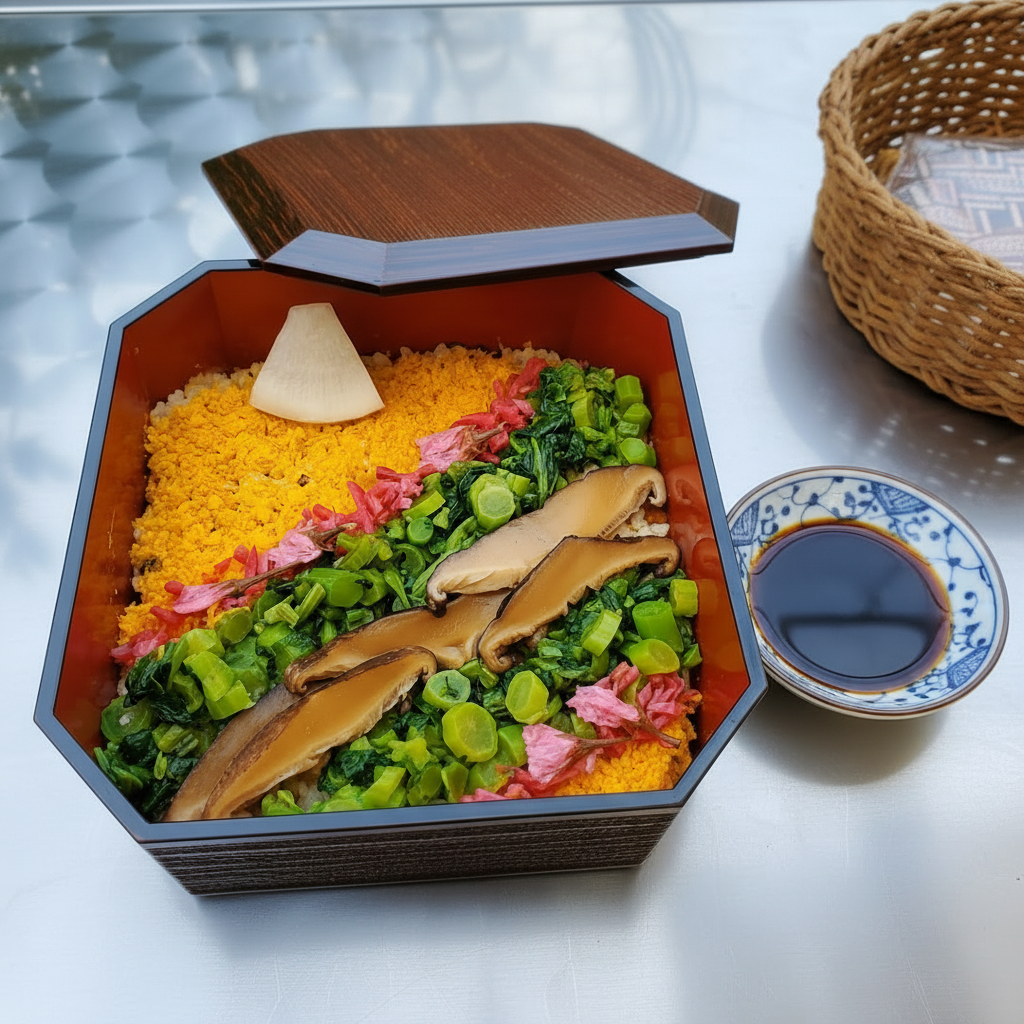 Gentle Umami Table Set chirashi box with dashi sauce, Japan