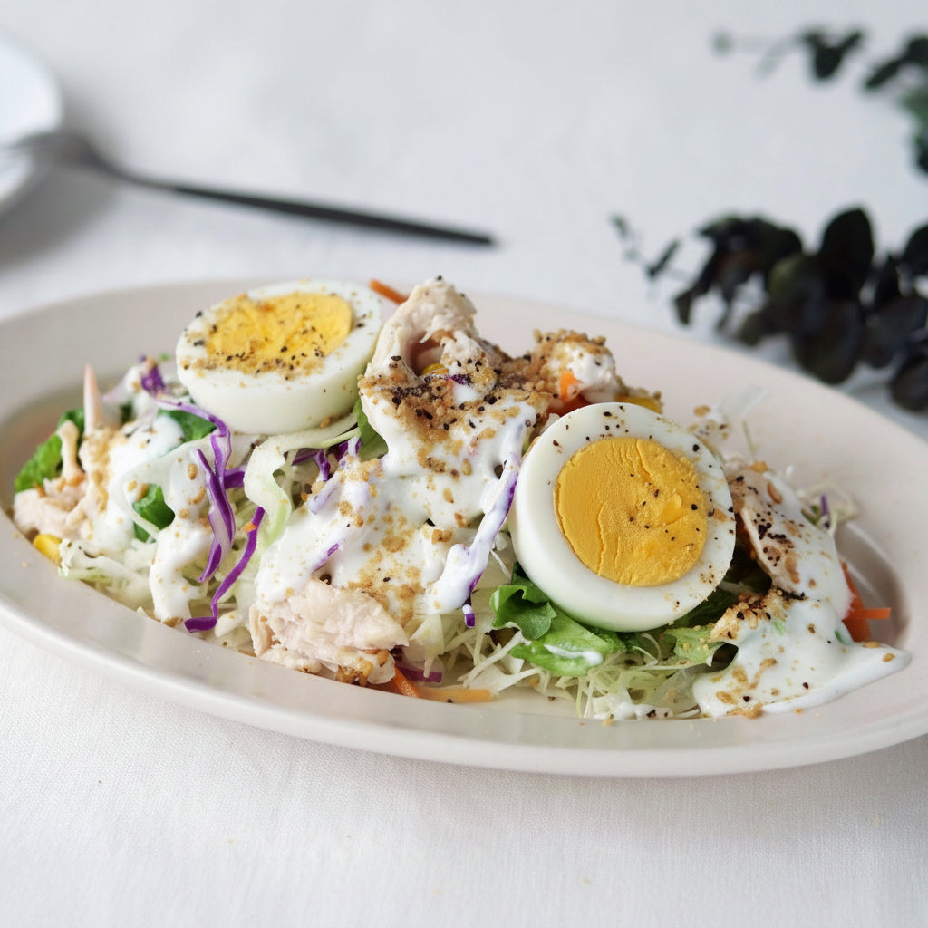 Yogurt Caesar Salad with White Sesame Paste Dressing