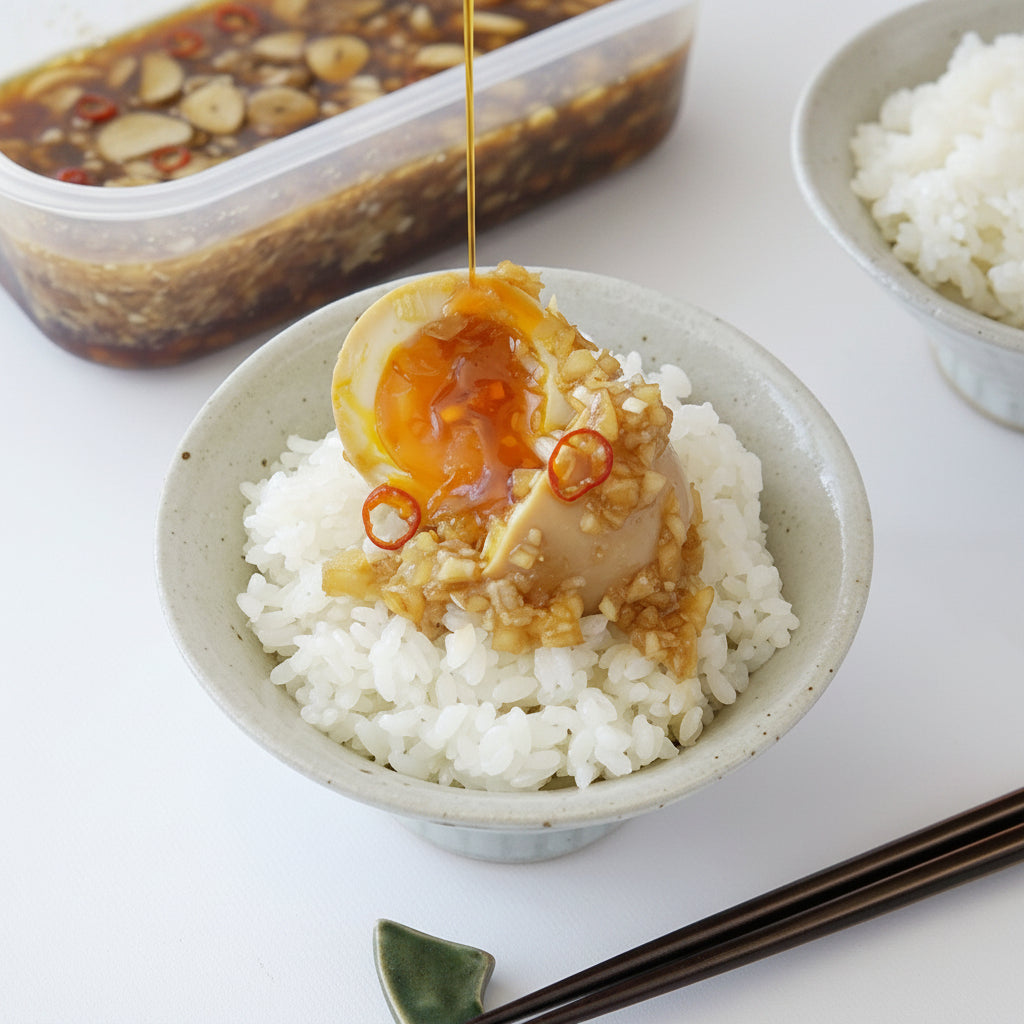 Korean-style Soy Marinated Eggs with Sesame Oil